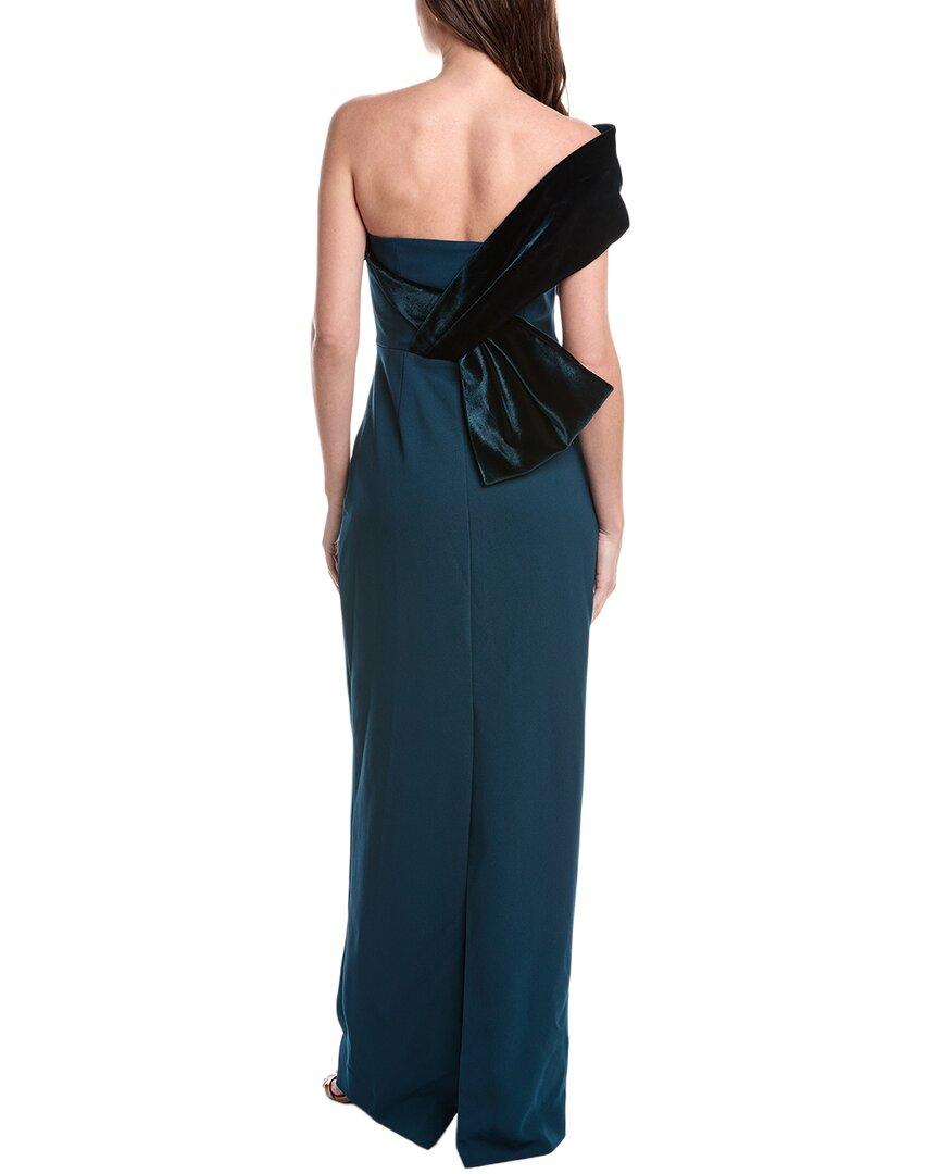 sachin and babi light blue dress Teri Jon by Rickie Freeman Metallic Jacquard Twist Bodice Off-the-Shoulder  Gown