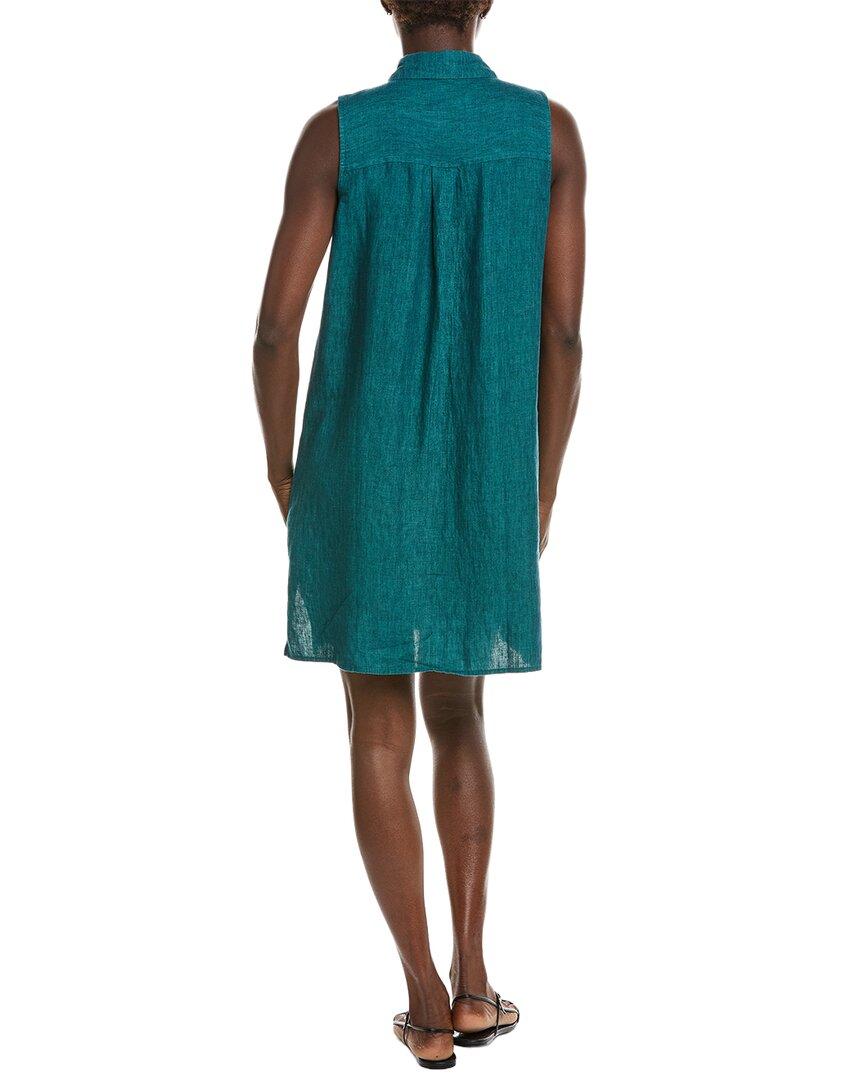 sachin and babi light blue dress Organic Linen Notch Collar Dress