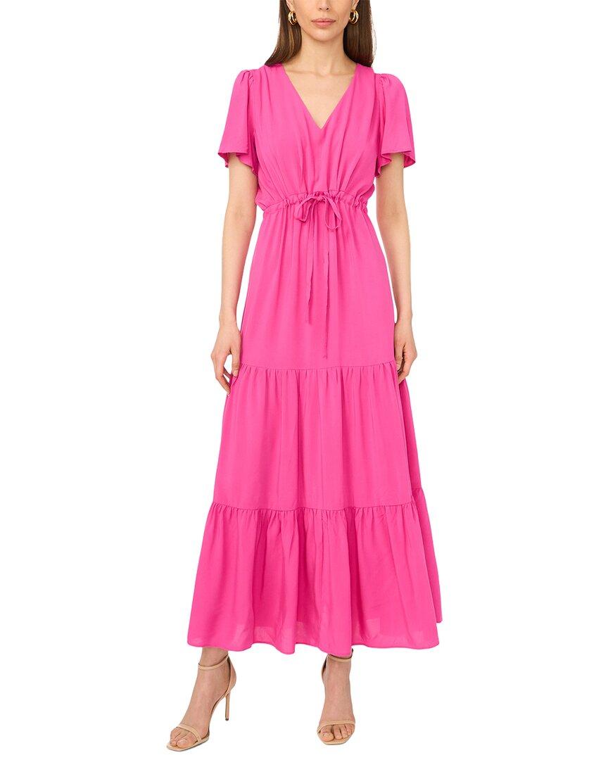 vince camuto floral print flutter sleeve tiered ruffle midi dress Vince Camuto Floral Tiered Flutter Sleeve Midi Dress - Rich Black - 30% Off