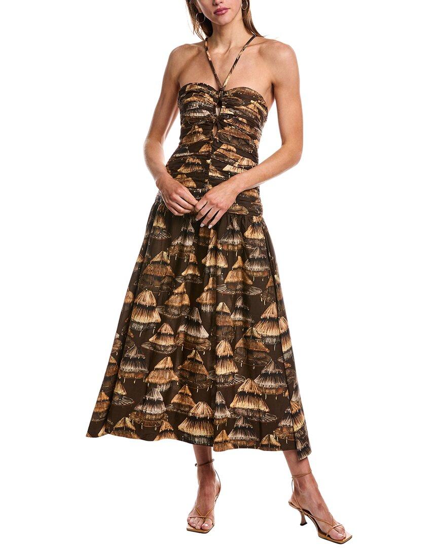 farm rio dress brown Brown Fringed Sleeveless Midi Dress – FARM Rio main image 1