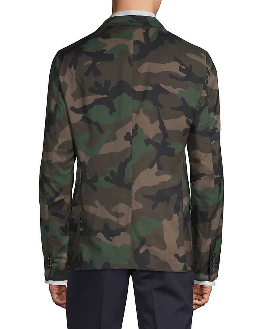 Valentino Synthetic Camouflage Sport Coat in Green for Men Lyst