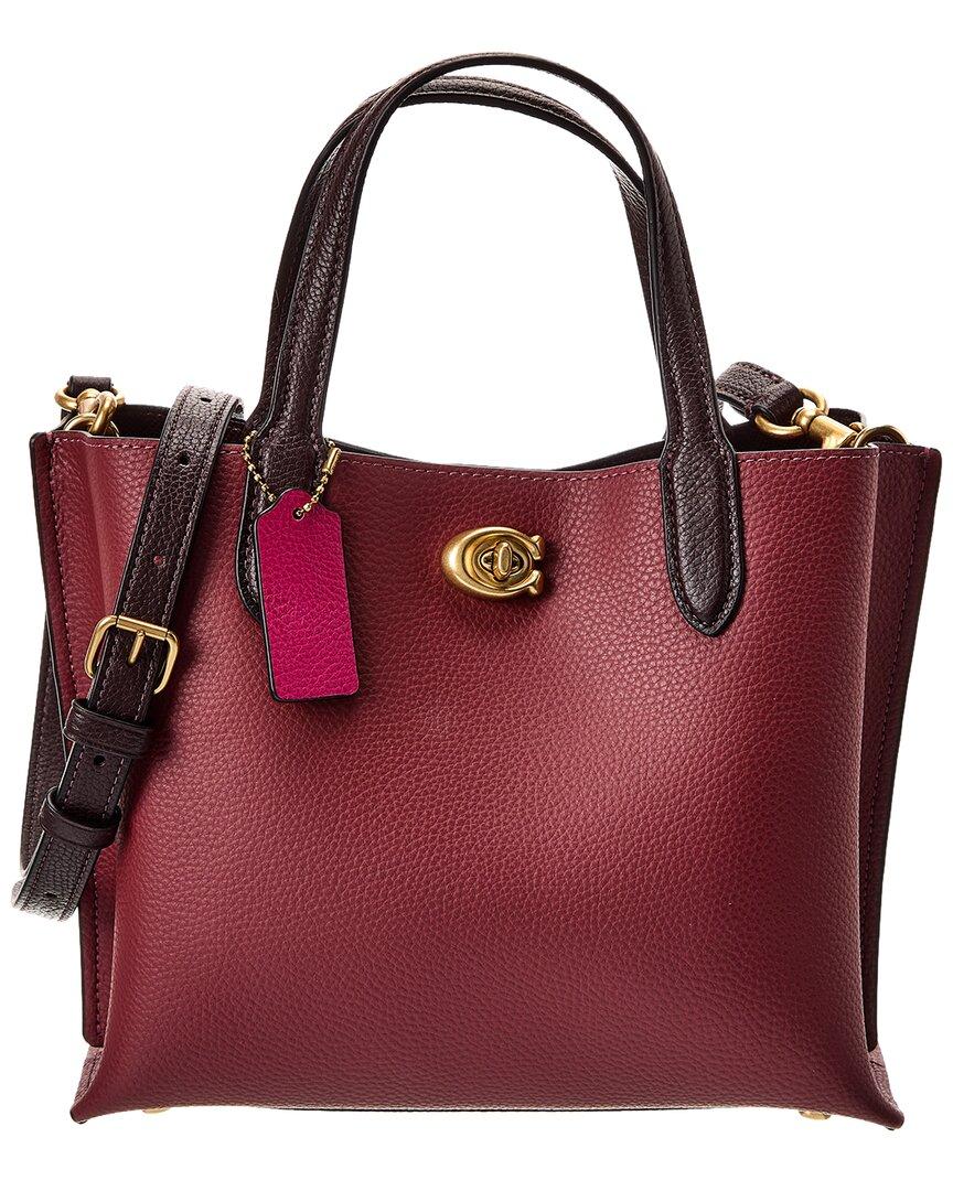 COACH Willow Colorblocked Leather Tote in Red Lyst