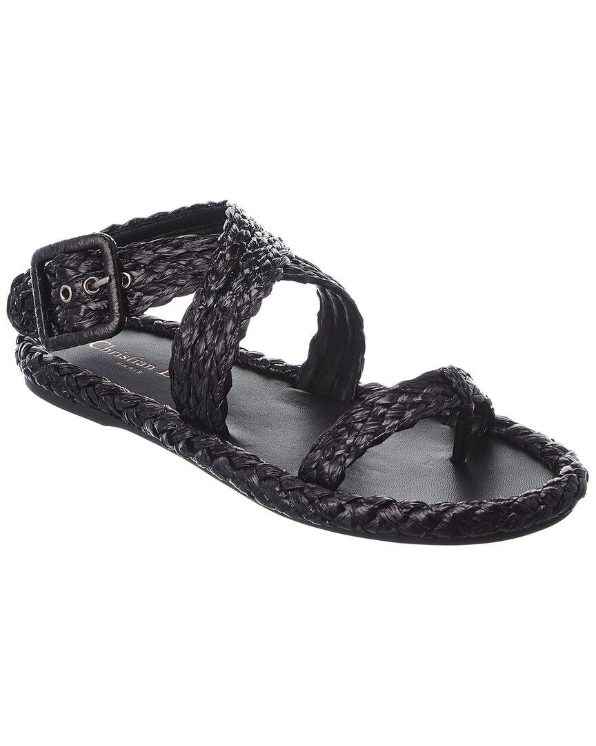 Dior Raffia Sandal in Black | Lyst