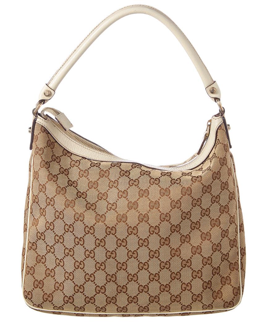 Gucci Ivory Leather & Gg Supreme Canvas Pocket Shoulder Bag in Brown - Lyst