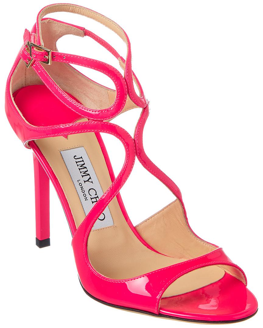 Jimmy Choo Leather Lang Neon Patent Sandal in Pink - Lyst