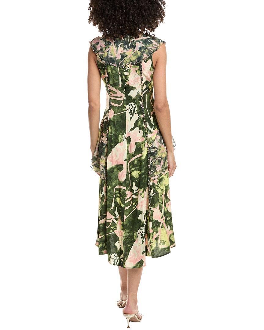 balloon sleeve green dress Forest Green Satin Balloon Sleeve Tie Neck Sadie Midi Dress main image 0