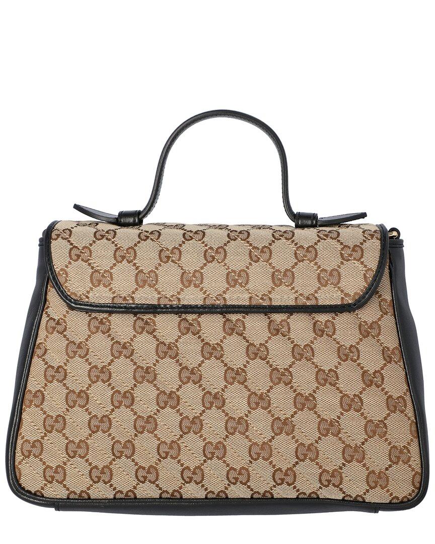 Gucci GG Marmont Small Canvas Leather Top Handle Satchel in Brown Lyst UK