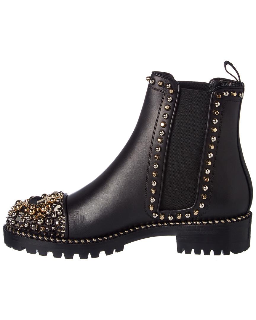 Christian Louboutin Chasse A Clou Leather Boot in Black | Lyst