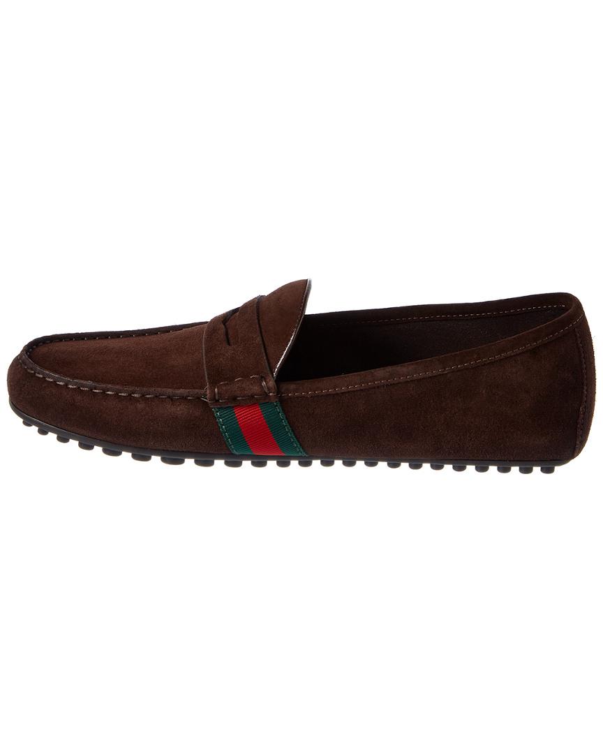 gucci suede driver with web