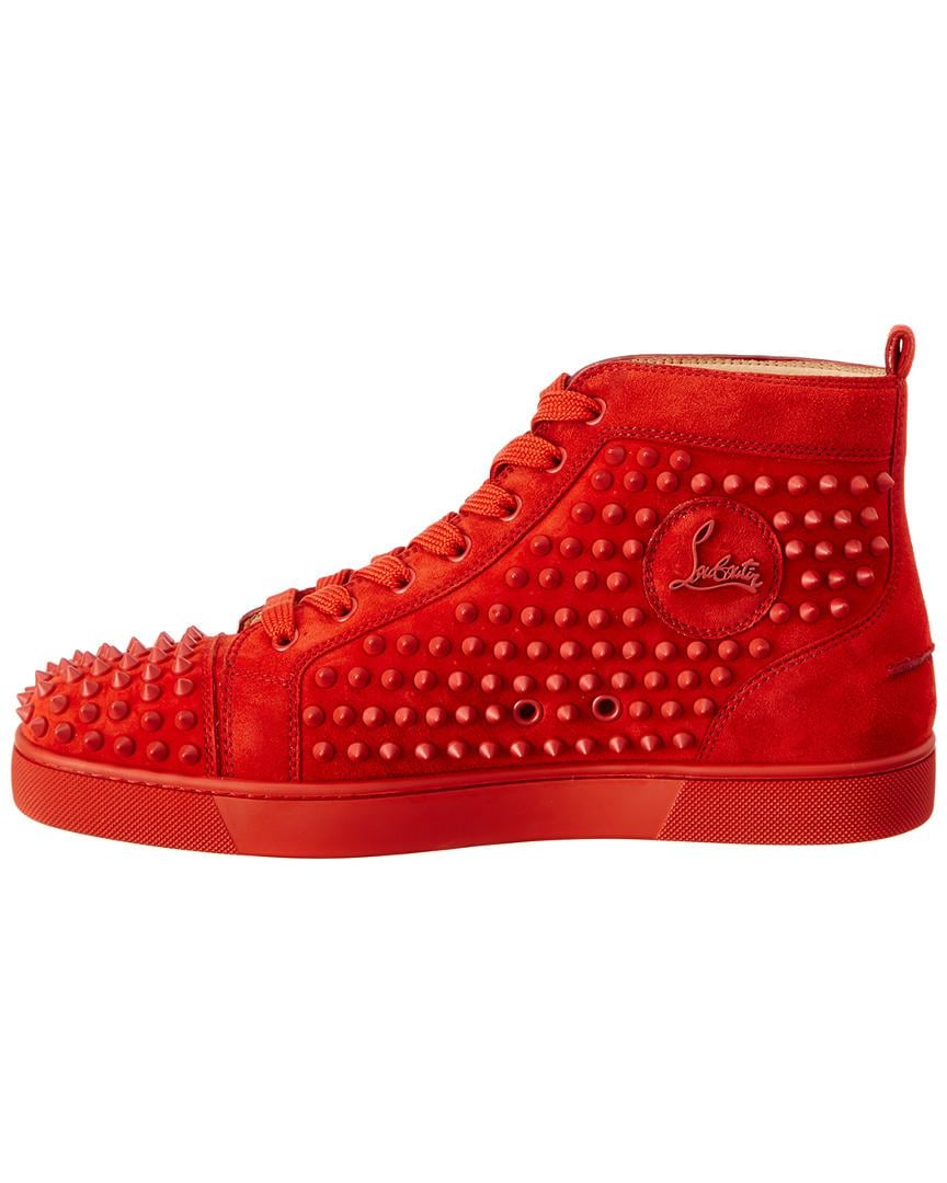 Christian Louboutin Louis Spike Suede High Top Sneaker in Red for Men ...