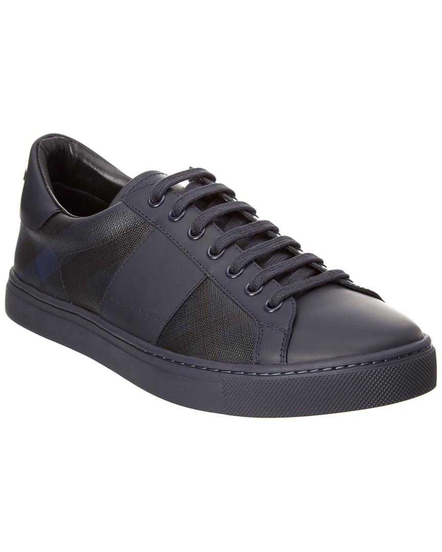 Burberry London Check Leather Sneaker in Navy (Blue) for Men | Lyst