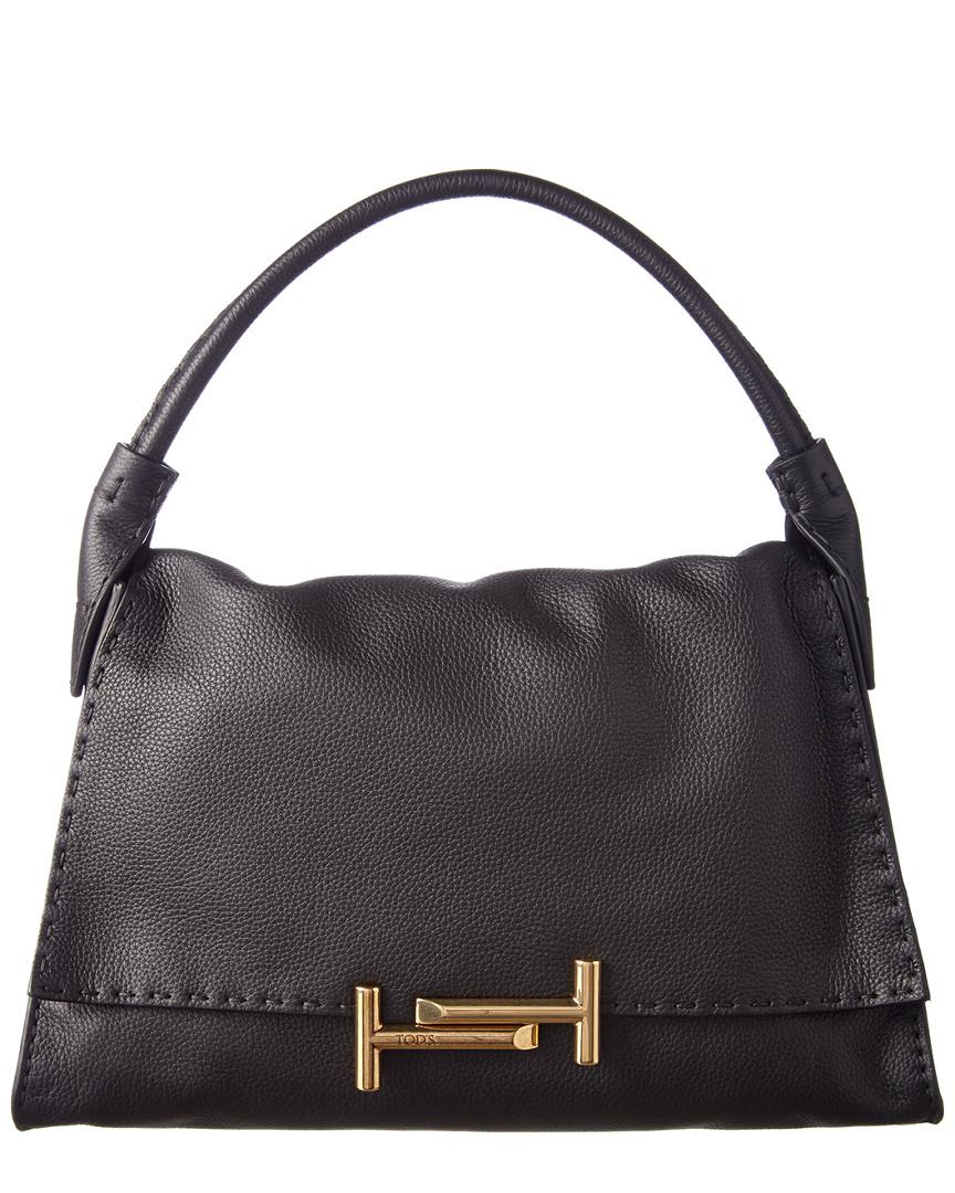 Tod's Double T Small Single Strap Leather Shoulder Bag in Black - Lyst