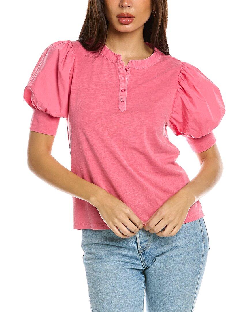 Design History Puff Sleeve Henley Shirt in Pink Lyst Canada