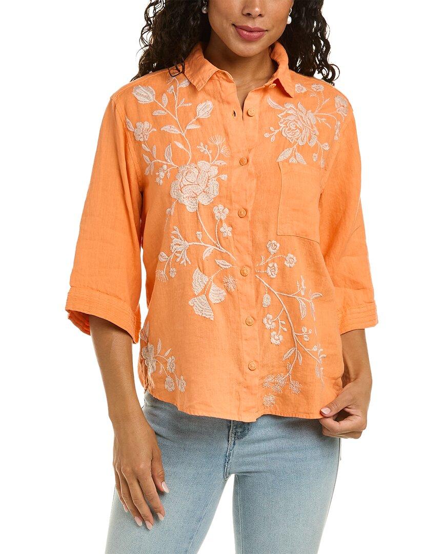 Johnny Was Lael Boxy Linen Shirt in Orange Lyst