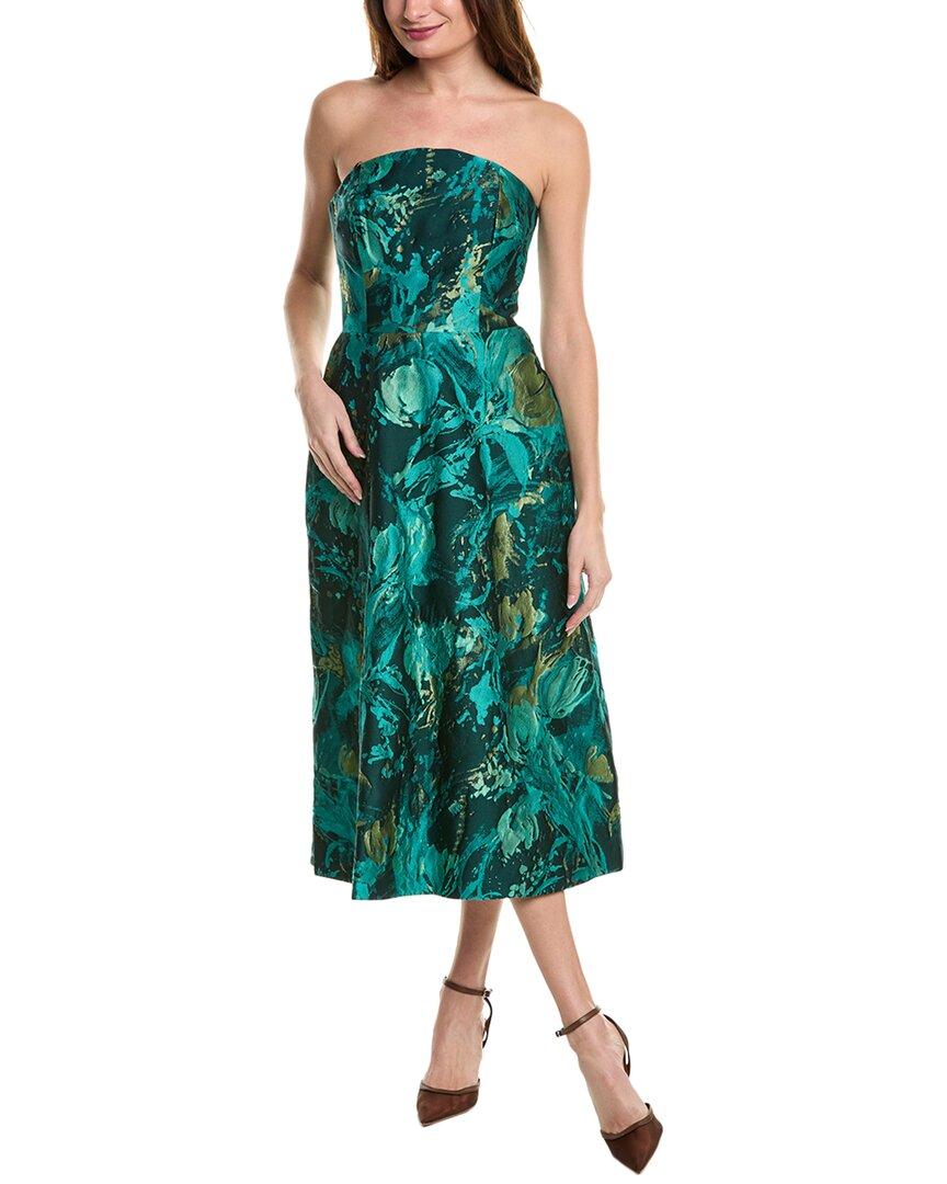 Teri Jon Jacquard Midi Dress in Green | Lyst