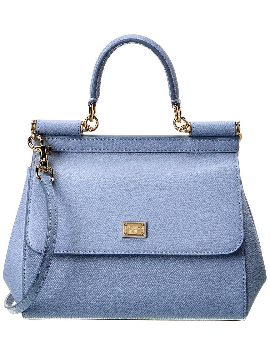 Dolce & Gabbana Sicily Small Leather Bag In Light Blue