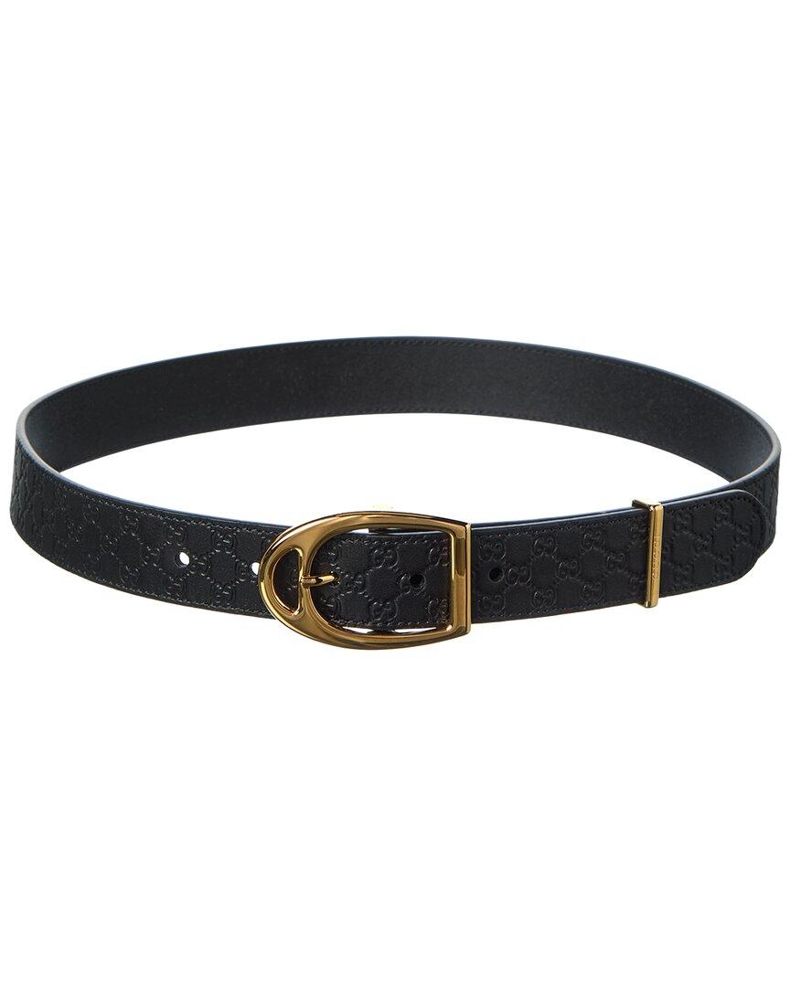 Gucci Stirrup Buckle Gg Leather Belt, Black Belt with stirrup buckle in black leather | GUCCI® US main image 2