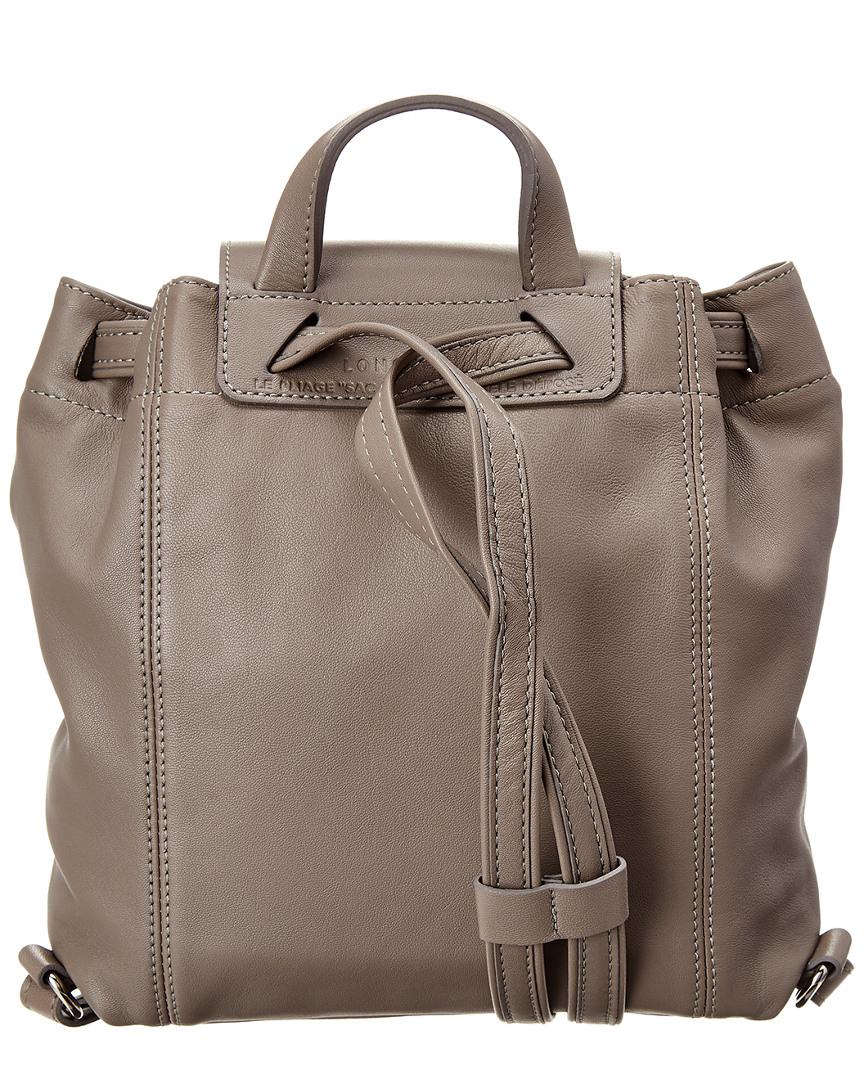 Longchamp Le Pliage Cuir Xs Leather Backpack in Gray