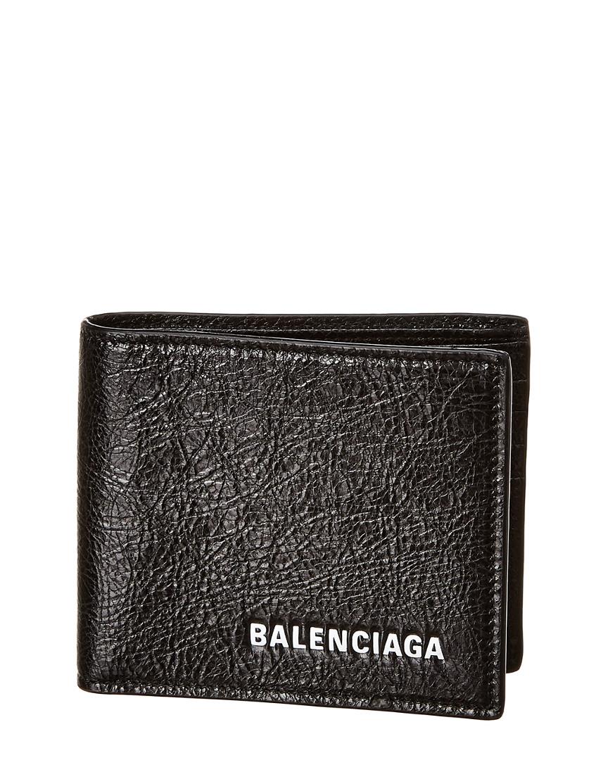 Balenciaga Logo Leather Wallet in Black for Men - Lyst