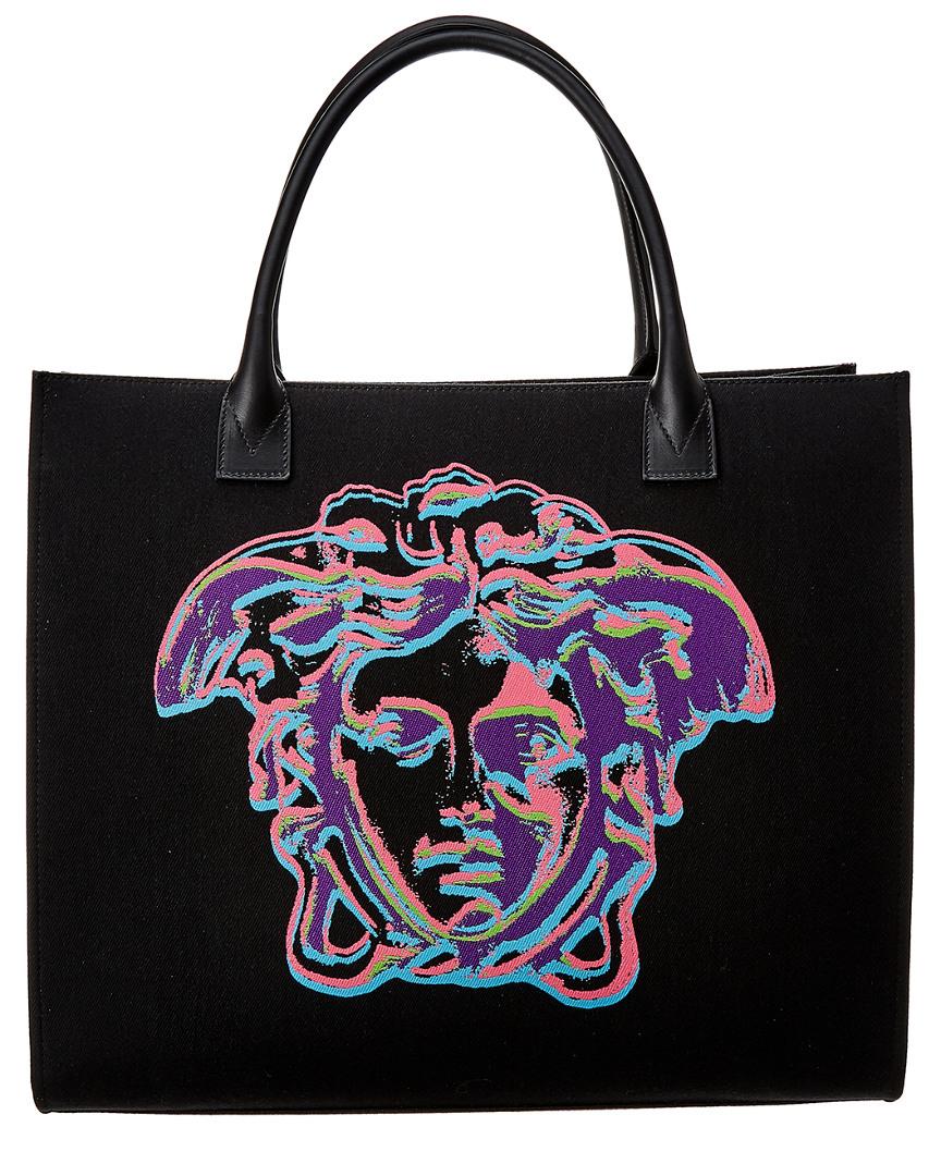 Versace Cabas Pop Medusa Canvas & Leather Tote in Black Lyst