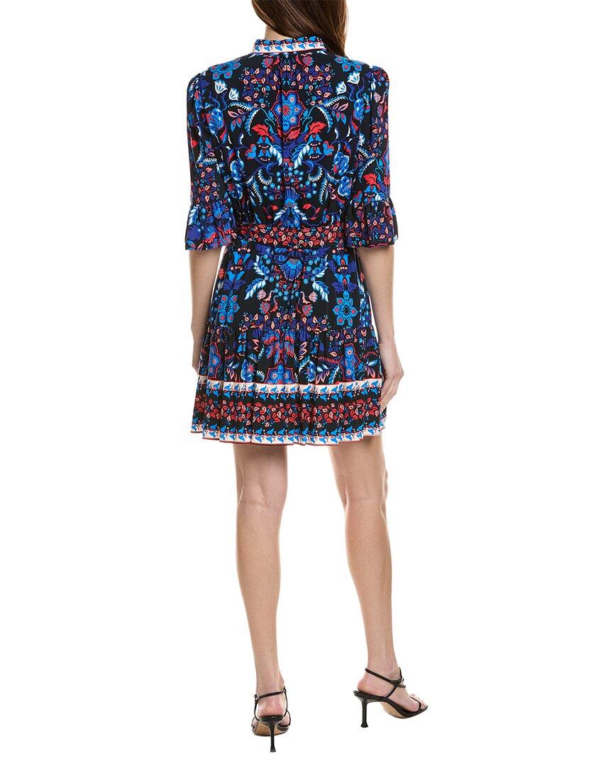 adrianna papell women's printed short flounce dress Floral Embroidered Flounce Dress With Sheer Short Sleeves In Black Berry