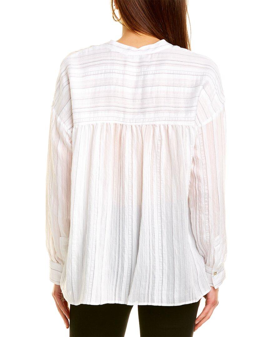 Vince Synthetic Drapey Stripe V-neck 