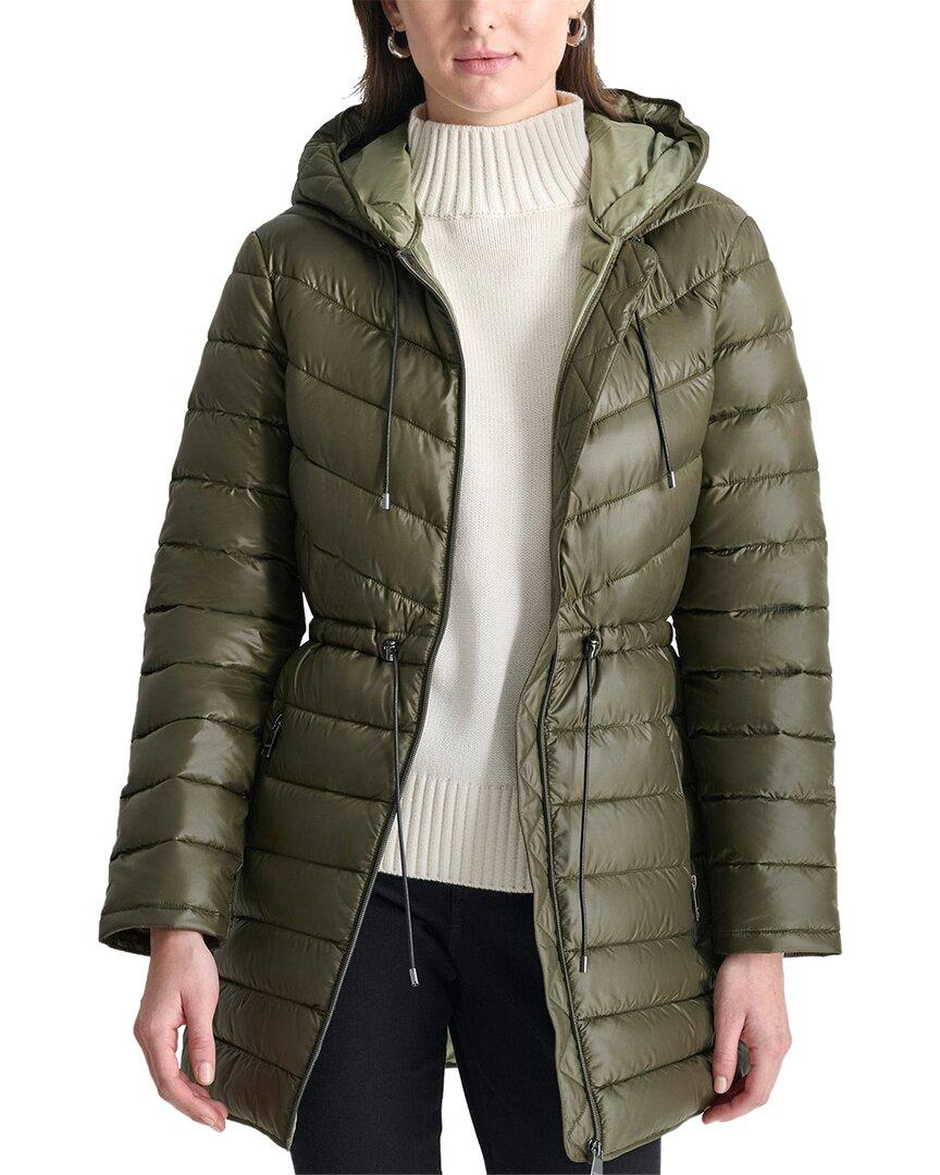 Dkny olive green coat hotsell