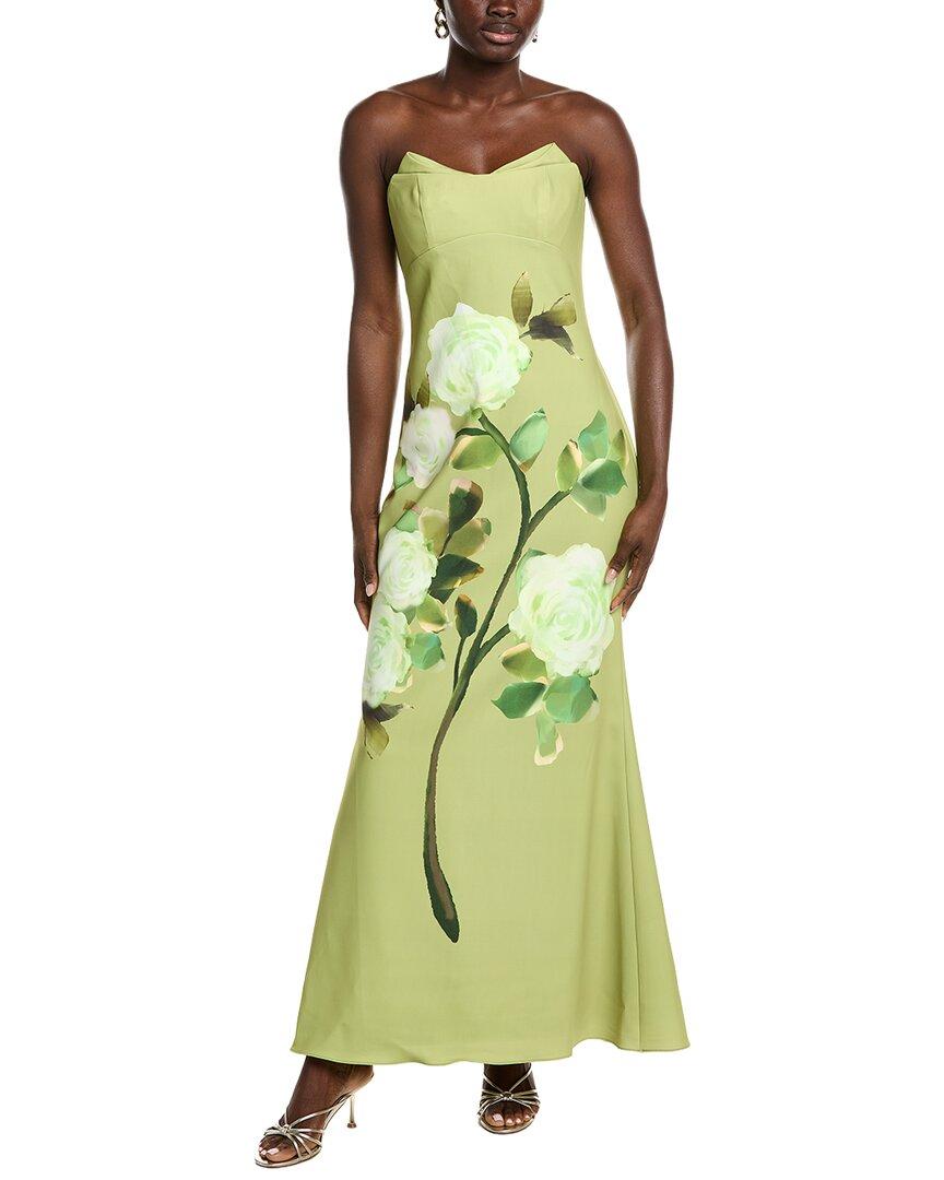 slim fit dress slacks Ruffled Neckline Belted Trumpet Gown by Badgley Mischka