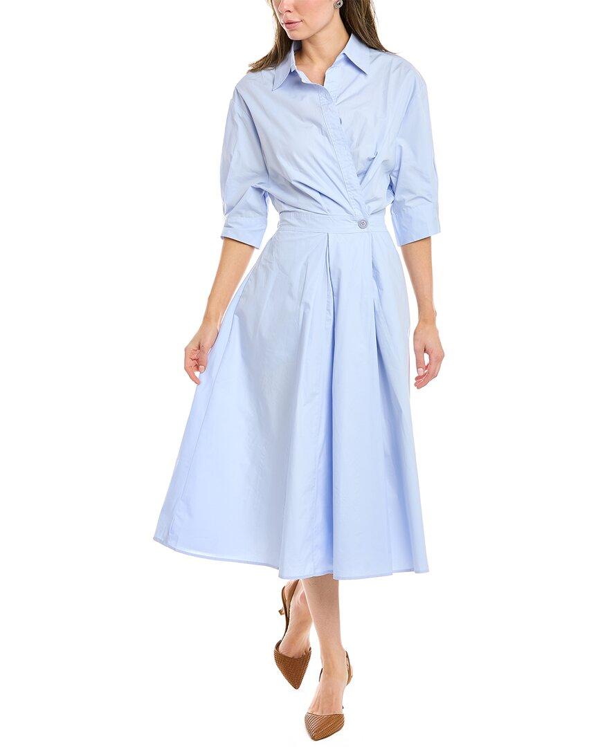 Gracia Pintuck Aline Midi Dress in Blue Lyst