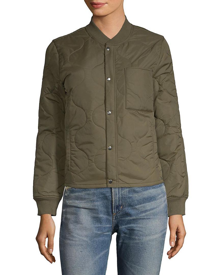 Download Mother Synthetic Quilted Shell Bomber Jacket in Army Green ...