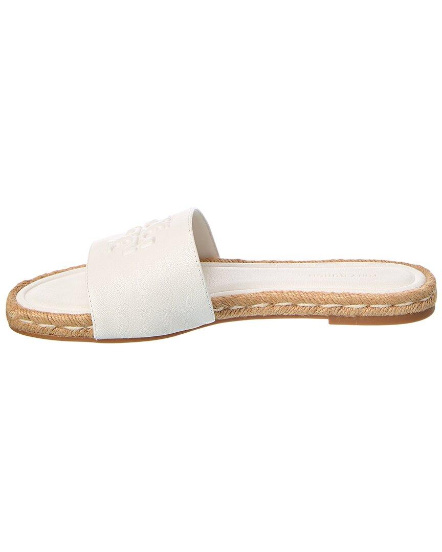 Tory Burch Everly Leather Espadrille Slide in White | Lyst