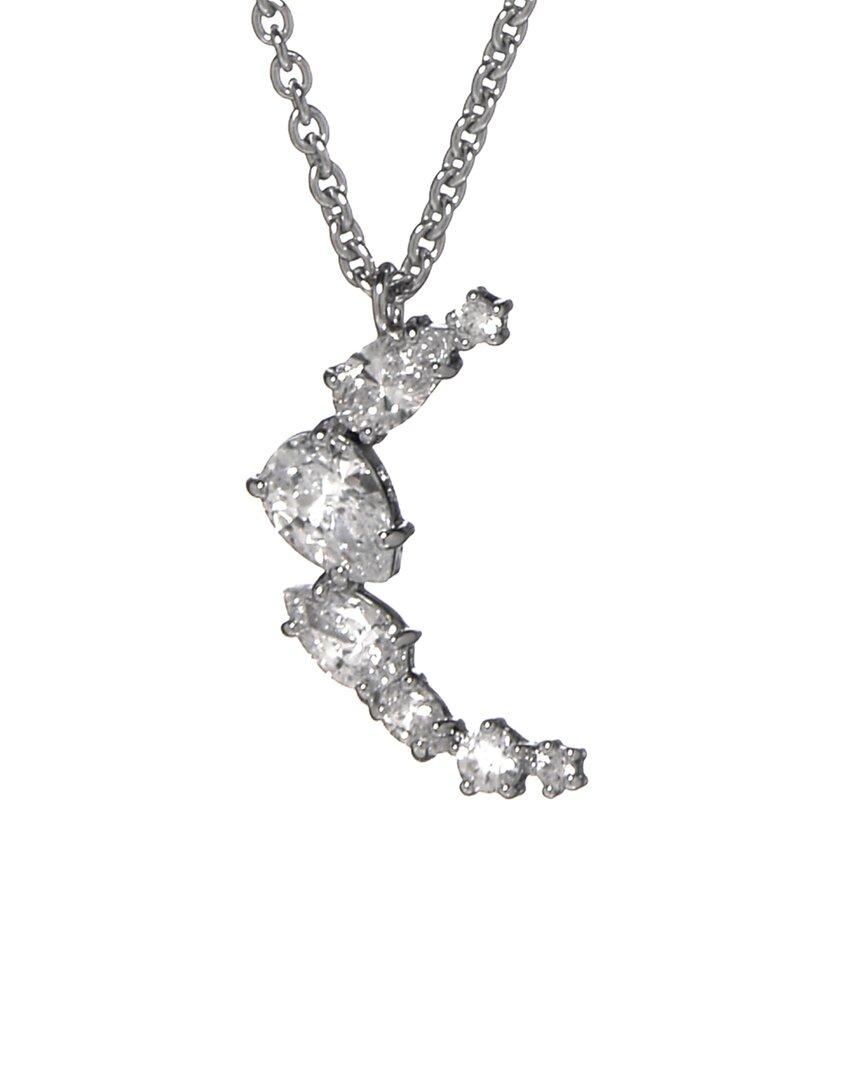 Swarovski Rhodium Plated Cz Necklace in Metallic - www.arisaprinter.com