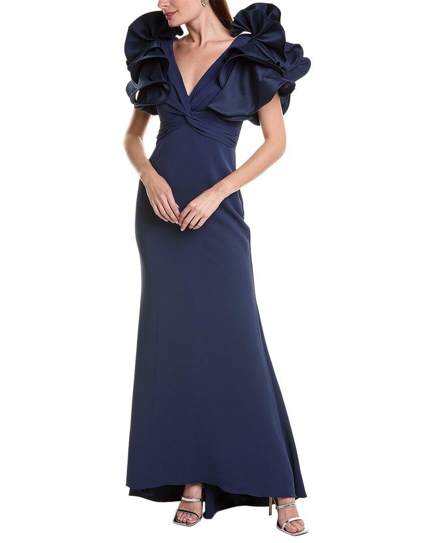 Badgley mischka mikado ruffle gown hotsell