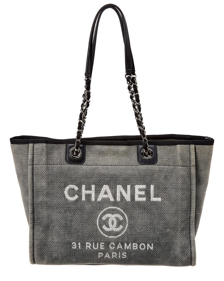 adgang sommer Cataract Chanel Grey Canvas Large Deauville Tote in Gray | Lyst