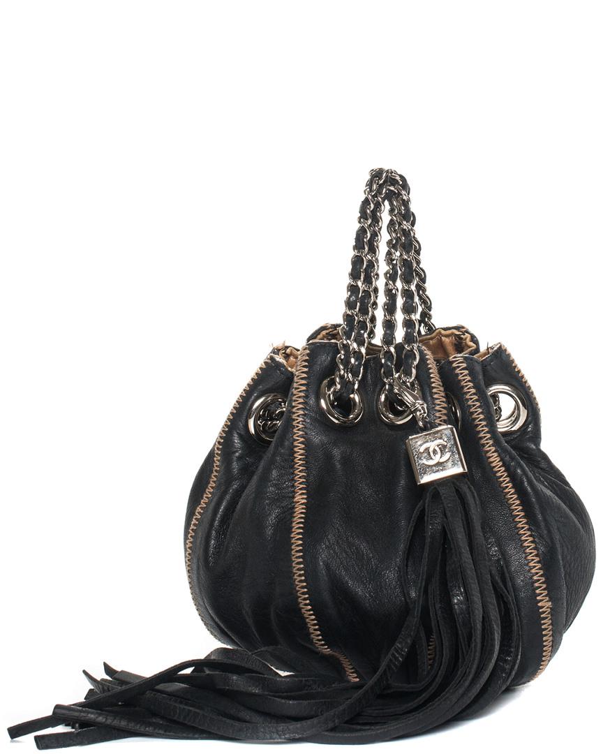Chanel Black Leather Mini Sac Cordon - Lyst