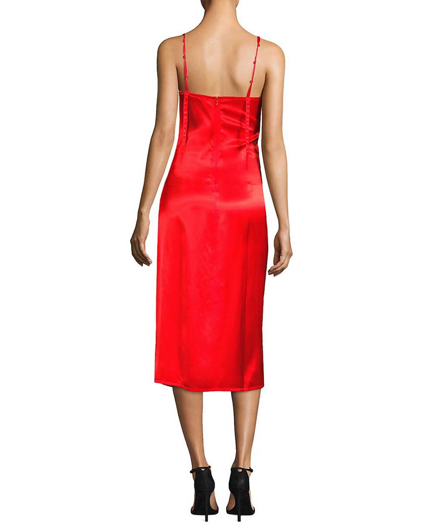 Helmut Lang Ruched Slip Dress in Red - Lyst