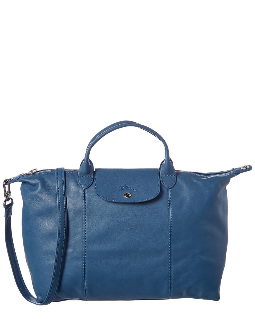 Le Pliage Cuir Large Leather Short Handle Tote