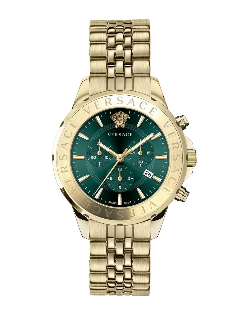 Versace Chrono Signature Ip Gold Stainless Steel Bracelet Watch in Metallic  for Men | Lyst