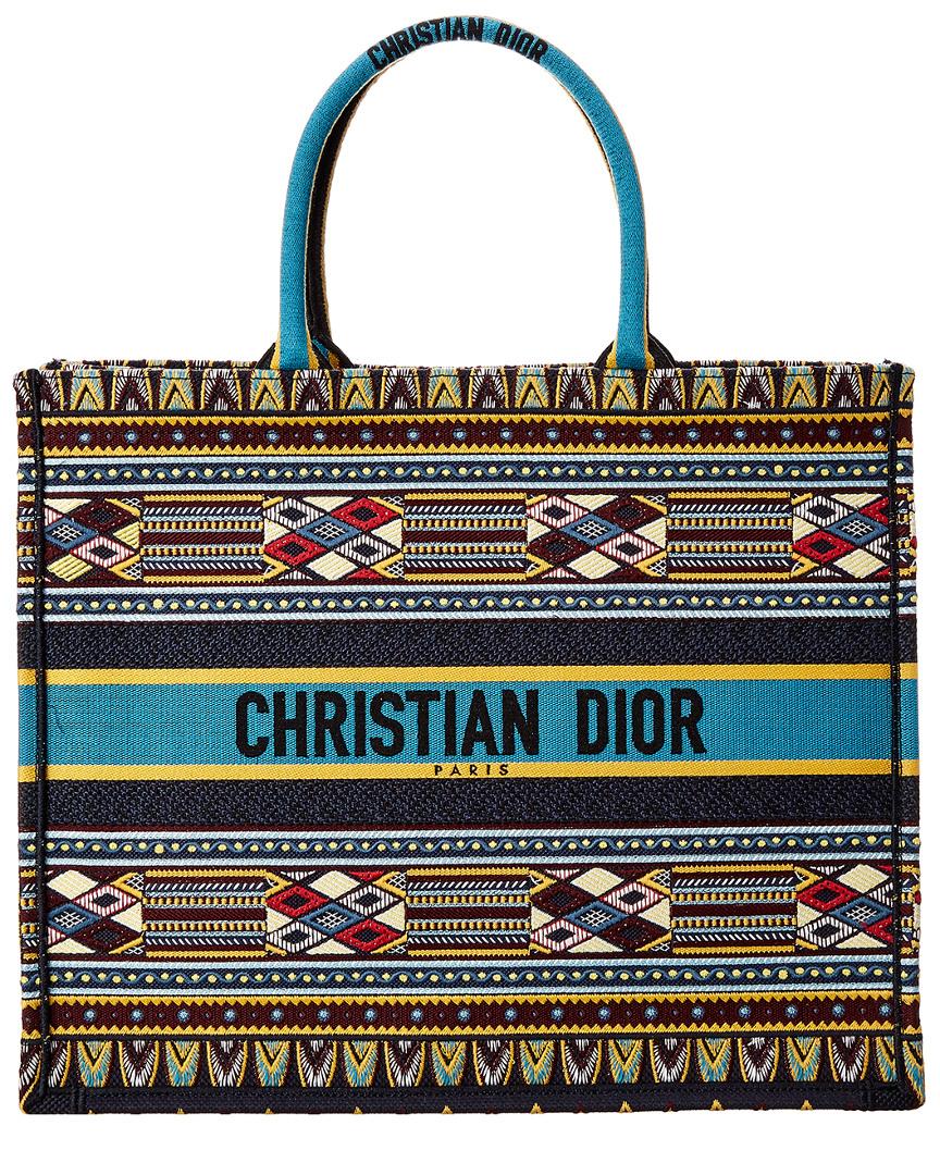 Dior Embroidered Canvas Book Tote in Blue | Lyst