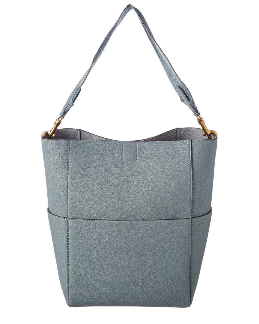 Celine Céline Sangle Leather Bucket Bag in Blue | Lyst