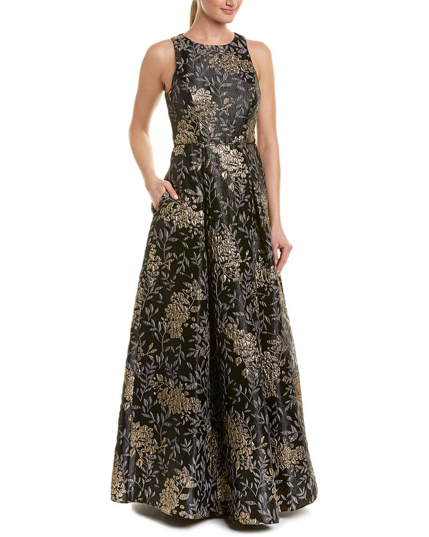 aidan mattox floral jacquard ball gown
