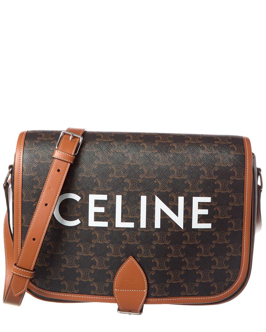 HEART TAMBOUR BAG 15 IN BLACK TRIOMPHE CANVAS AND BRONZE BROWN CALFSKIN