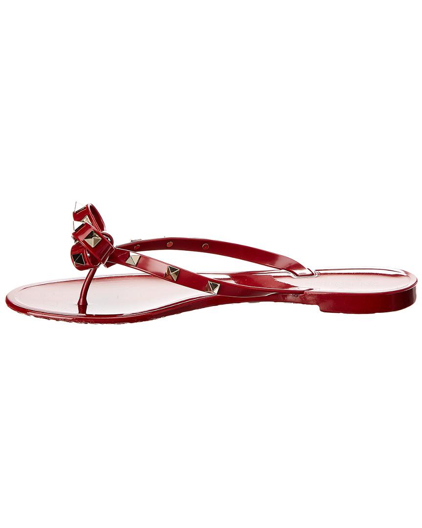 I særdeleshed Assimilate F.Kr. Valentino Jelly Rockstud Flat Thong Sandals in Red - Lyst