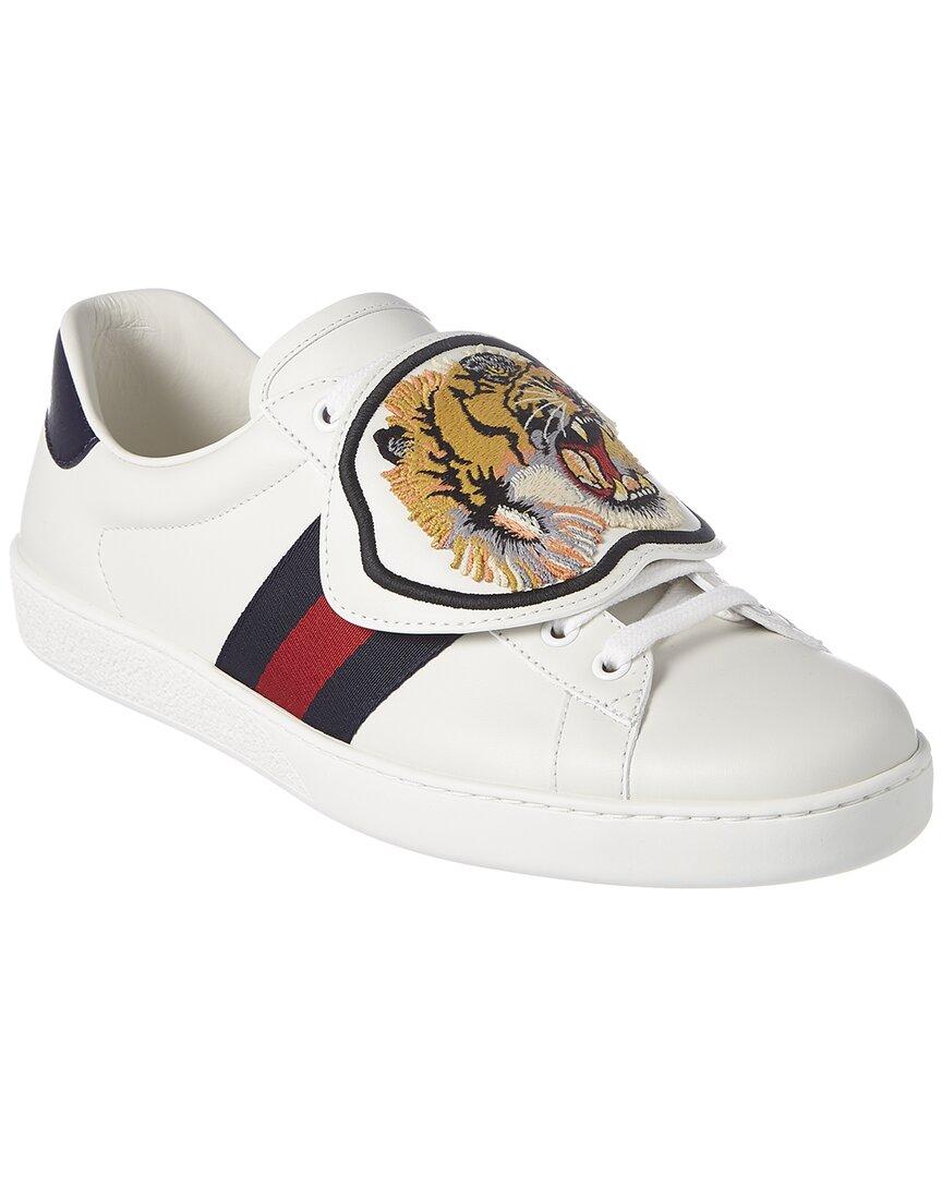 Gucci Ace Removable Patch Leather Sneaker in White for Men | Lyst