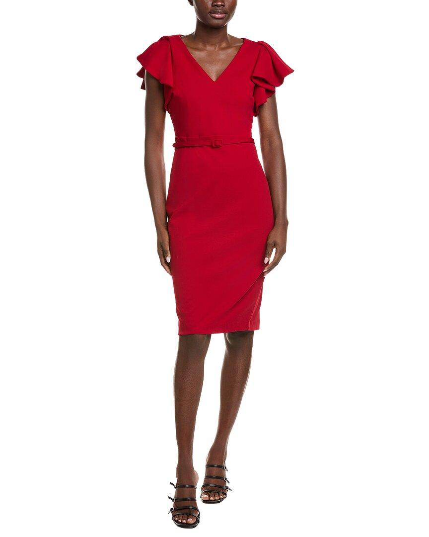 Anne Klein Ruffle Sleeve Scuba Crepe Sheath Dress in Red | Lyst