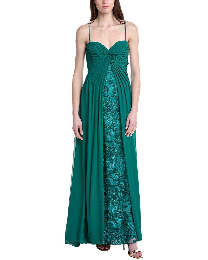 chinese dress ladies Tadashi Shoji A-Line Corded Lace & Crepe Gown Emerald main image 0