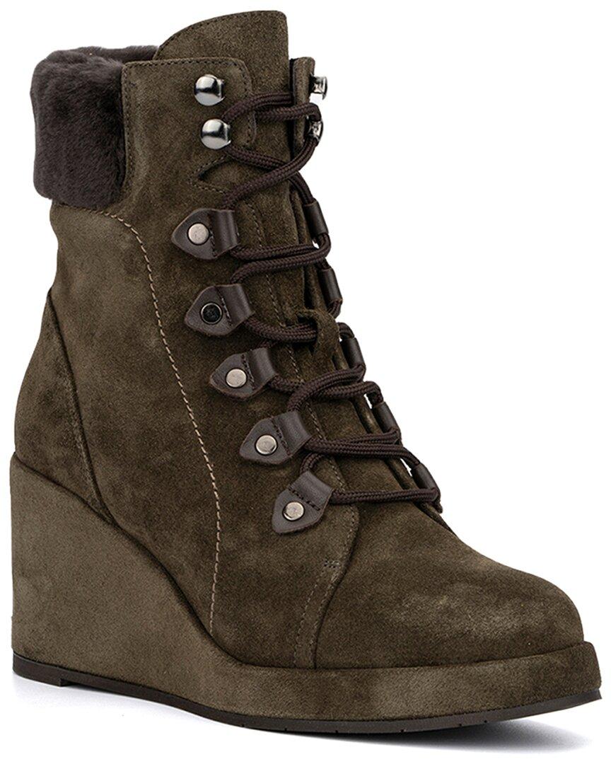 Aquatalia Inna Weatherproof Suede Shearling Boot in Brown Lyst