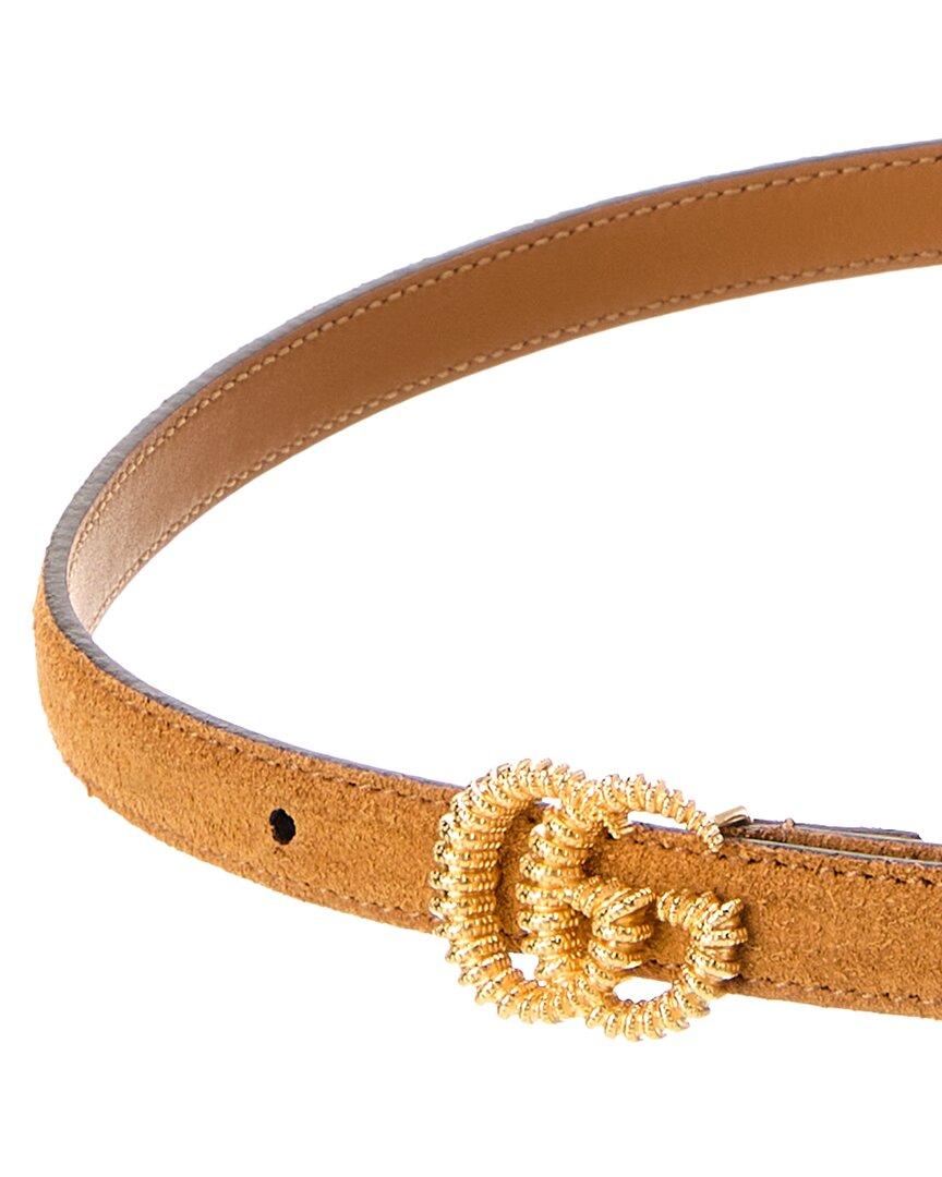 Gucci Torchon Double G Buckle Suede Belt in Brown Lyst UK
