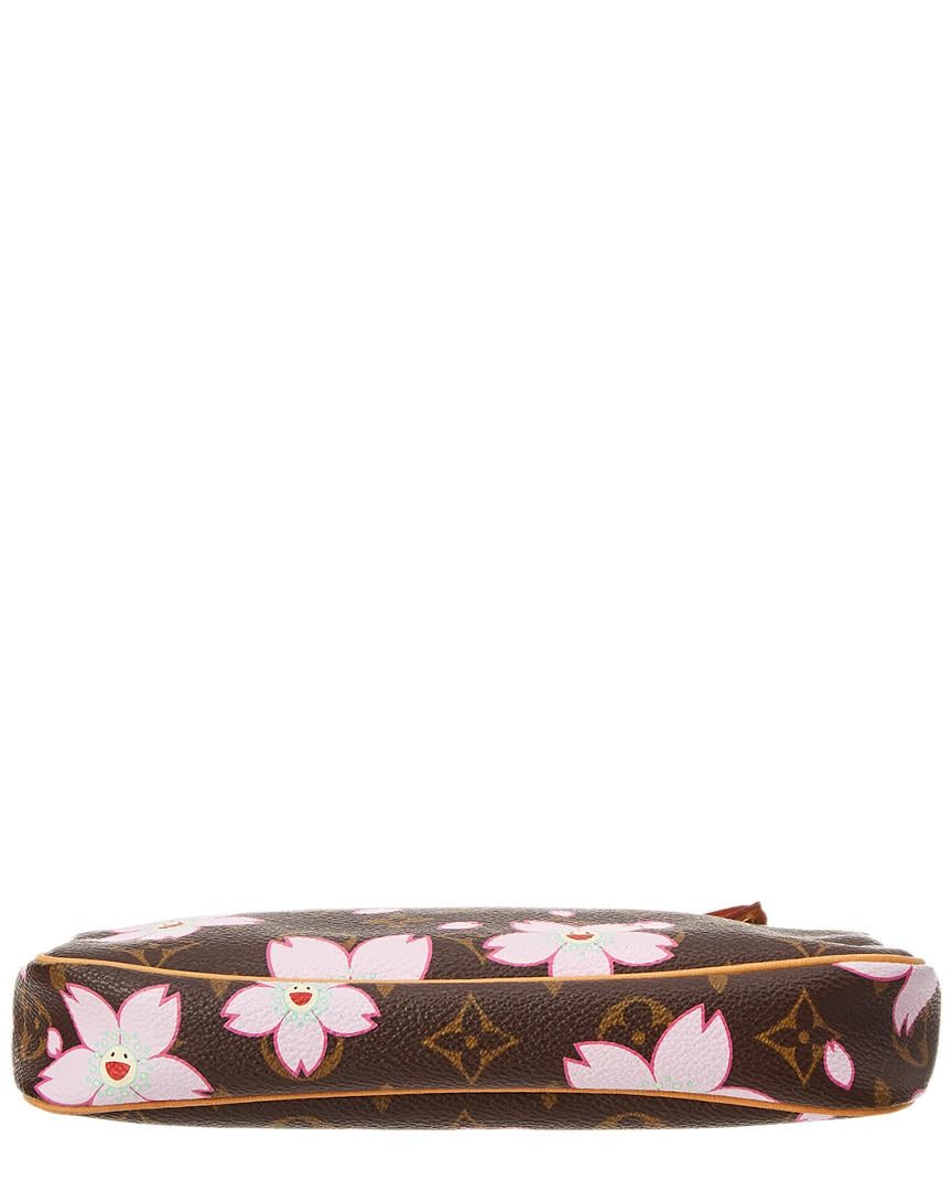 Louis Vuitton Limited Edition Takashi Murakami Cherry Blossom Monogram  Canvas Pochette Accessoires in Brown