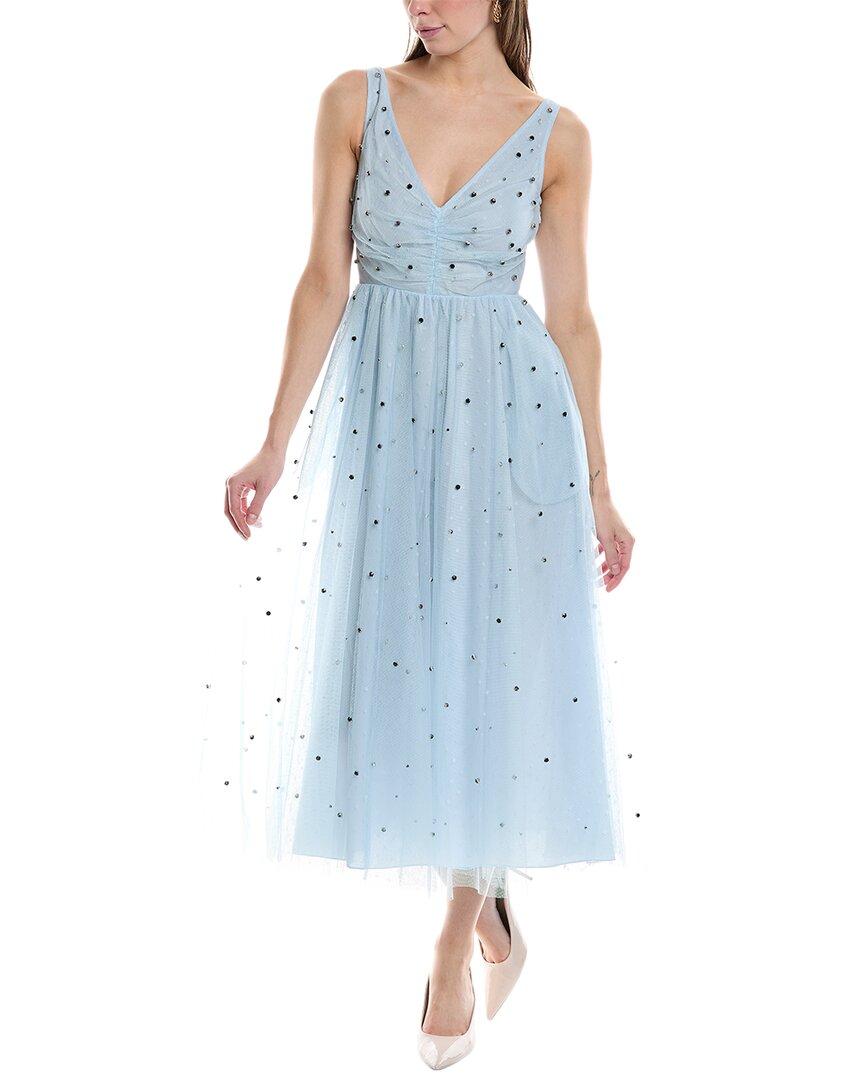 blue dress with embroidered flowers Floral embroidered wedding dress Custom size US / Pale Blue/Ash Blue main image 1